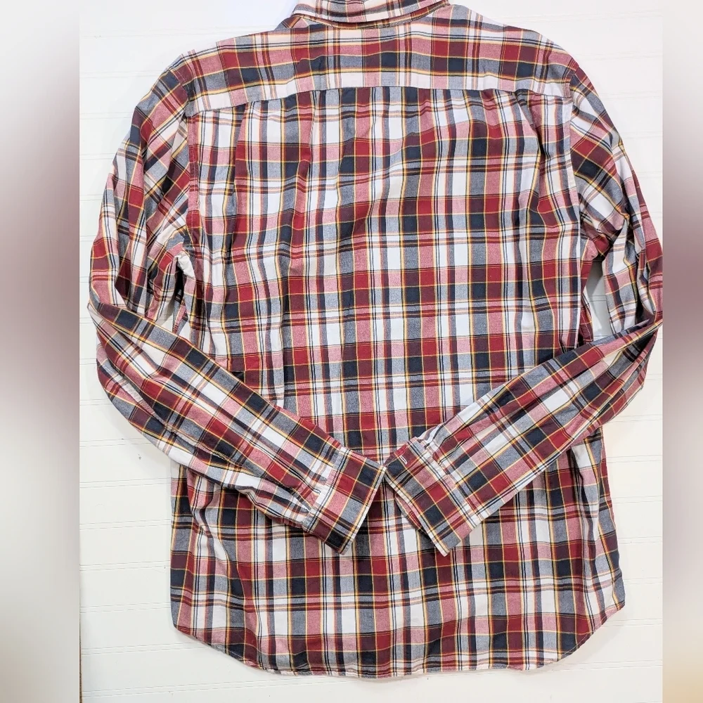 J. Crew Red/Navy Plaid Cotton Button Down Shirt XL TALL